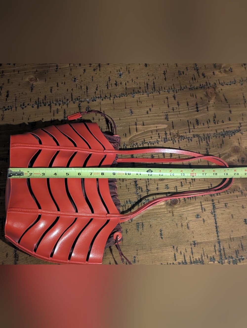 Red Wave Tote With Drawstring - Picture 10 of 10